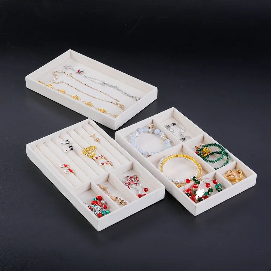 Beige Flocking Jewelry Box with Exquisite Design - Smarsty