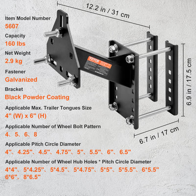 SucceBuy 160 lbs Spare Tire Carrier with Mounting Screws Bracket Lugs On Bolt Patterns Tire Mount Wheel Holder for Trailers RV - Smarsty