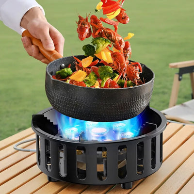 19800W 7-Core High-Power Camping Stove - Windproof Portable Gas Burner with Electronic Ignition for Hiking & Travel by Smarsty