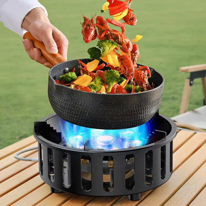 19800W 7-Core High-Power Camping Stove - Windproof Portable Gas Burner with Electronic Ignition for Hiking & Travel