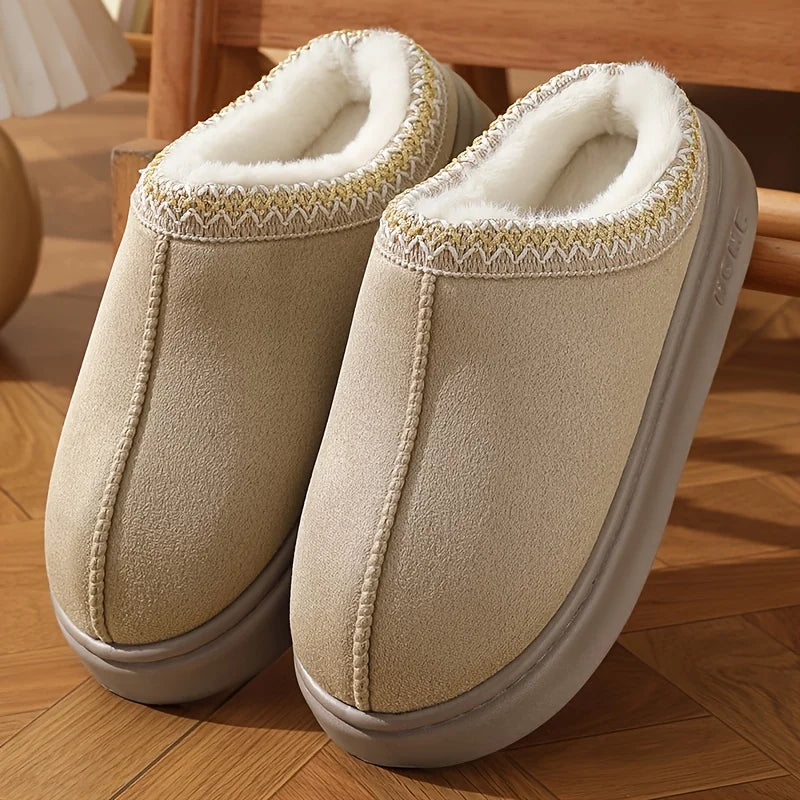 Women's Comfort Lined Slippers Soft Sole Winter Warm Indoor Outdoor Shoes Elegant Couple Slippers - Smarsty