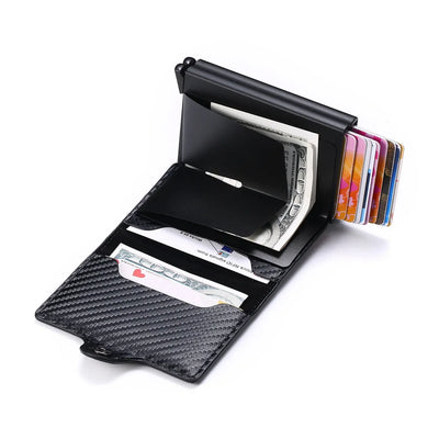Rfid Men Card Wallets Carbon Fiber Slim Mini Wallet 14 Card Holders Small Money Bag Male Purses - Smarsty
