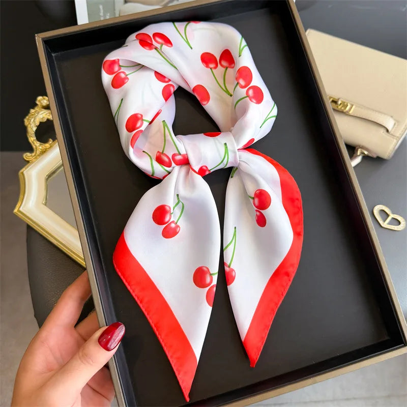 Bohemian Silk Square Scarf for Women Luxury Floral Print - Smarsty