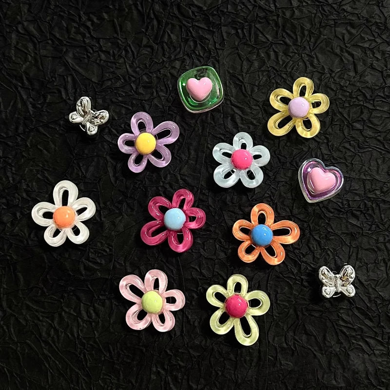 12pcs Set Shoes Decoration for Summer Sandals & Slippers Three-dimensional Colorful Flowers Shoes for Women DIY Shoe Accessories