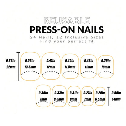24PCS Short Pink French Press On Nails for Easy Glam - Smarsty