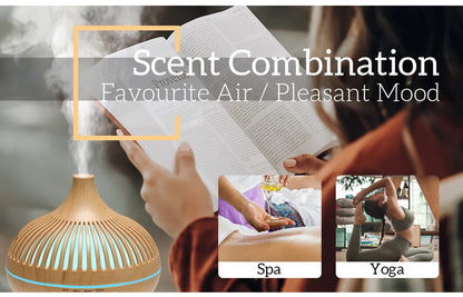 Wood Grain Aromatherapy Essential Oil Diffuser with Remote Control - Smarsty