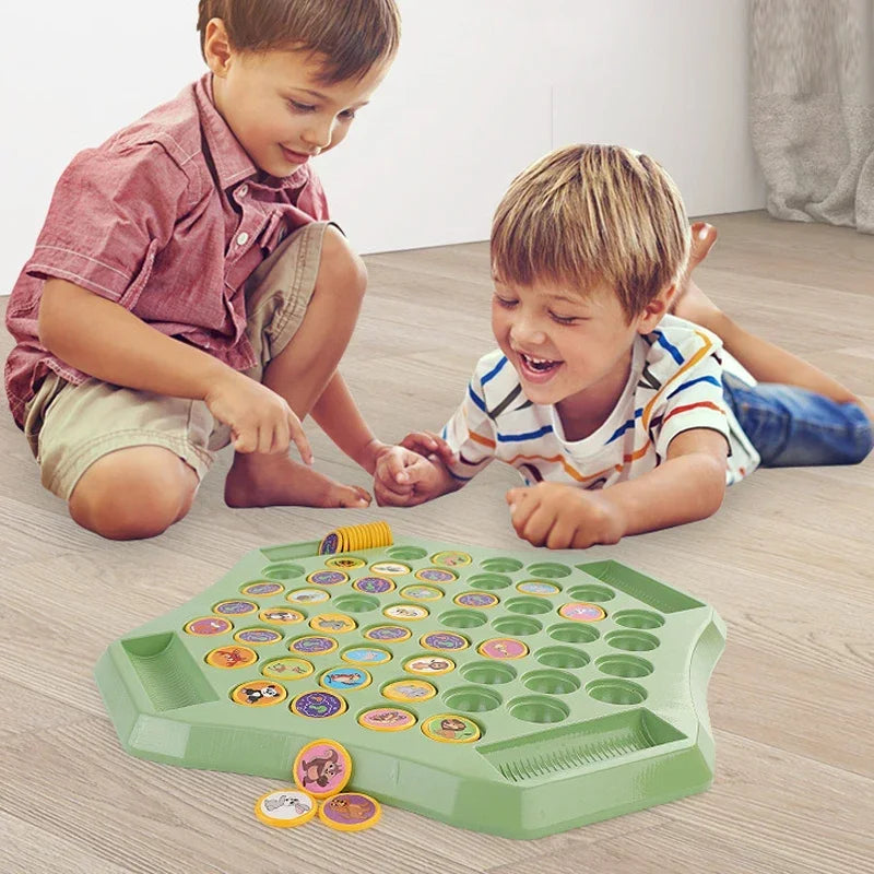 Kids Battle Chess Educational Toy Observation Concentration Training Fun Animal Flip Chess Parent-child Interactive Game Toys by Smarsty