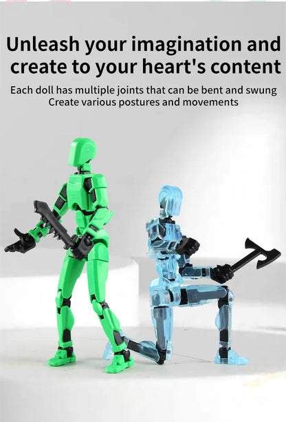 DIY Luminous T13 Multi-Jointed Movable Shapeshift Robot 3D Printed Mannequin Lucky robot and dog Action Figures Toys kids Gifts