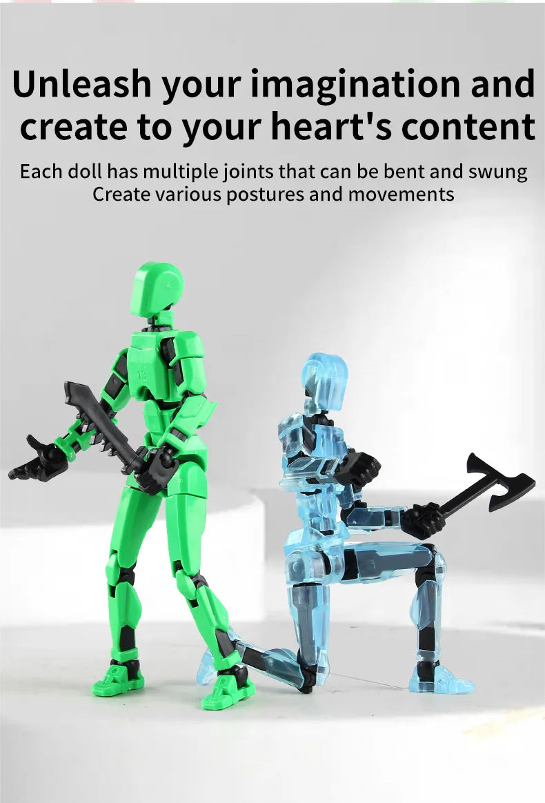 DIY Luminous T13 Multi-Jointed Movable Shapeshift Robot 3D Printed Mannequin Lucky robot and dog Action Figures Toys kids Gifts
