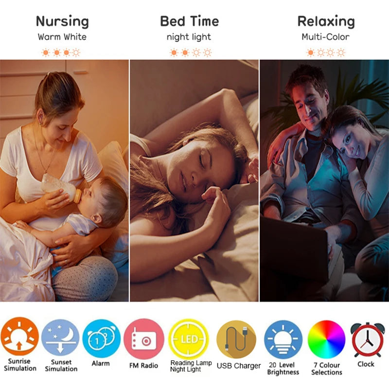 Wake Up Light Alarm Clock with Sunrise Simulation - Smarsty
