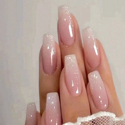 24 Piece Short Square Fake Nails with French Tips - Smarsty