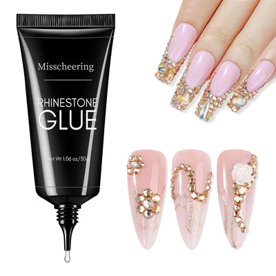 30g Nail Rhinestone Glue for Nails Super Strong Gel Nail Glue for Nail Charm 3D Nails Bling Gel Decoration Gem Nail Art Diamonds - Smarsty
