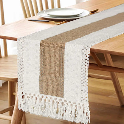 Summer Table Runner with Tassels for Rustic Decor - Smarsty