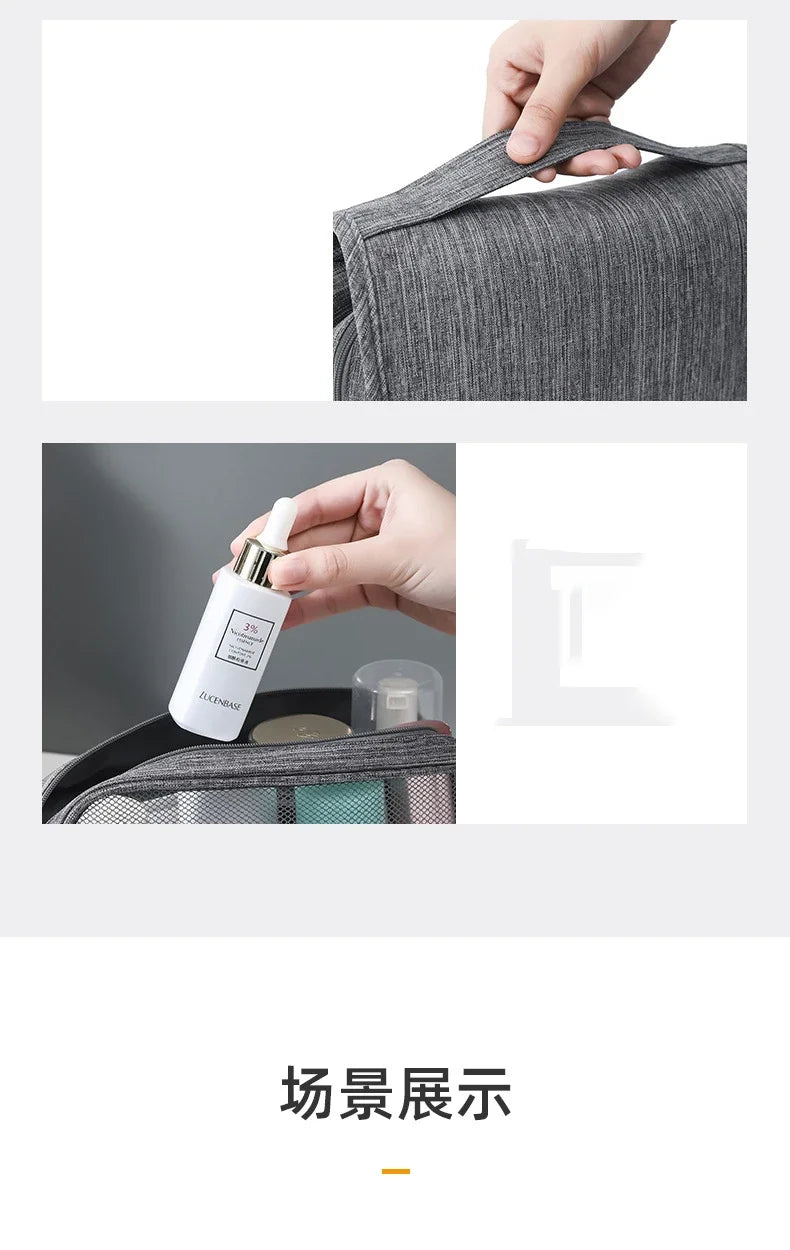 Oxford Fabric Men Business Portable Storage Bag Toiletries Organizer Women Cosmetic Bag Waterproof Hanging Travel Wash Pouch - Smarsty