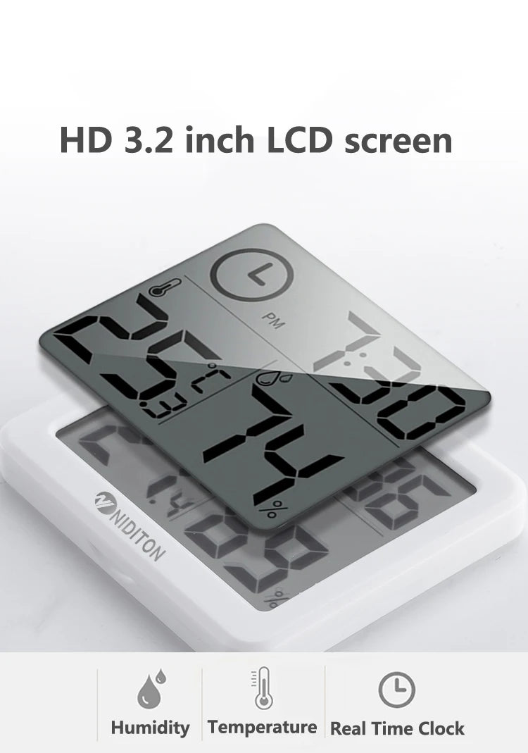 Digital Clock Desk Clock with Temperature and Humidity Display - Smarsty