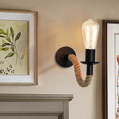 Retro Hemp Rope Wall Lamp for Stylish Indoor Lighting - Smarsty