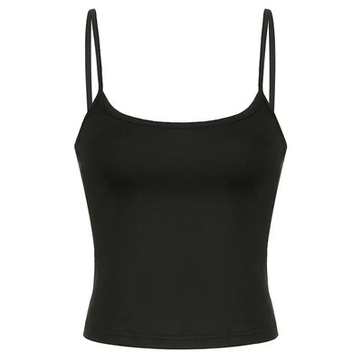 Basic Solid Camis Summer Casual Sleeveless Spaghetti Strap Top Women Harajuku All-match Cropped Tops y2k Vintage Clothing - Smarsty