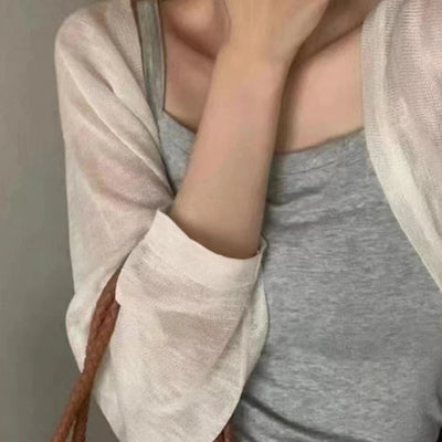 Fashion Thin Solid Color Ice Silk Sunscreen Cardigan Sunscreen Clothing For Women Girls Casual Summer Long Sleeve Short Coat - Smarsty