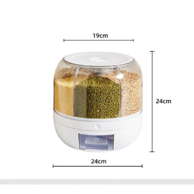 360 Degree Rotating Rice Dispenser Sealed Dry Cereal Grain Bucket Dispenser Moisture-proof Kitchen Food Container Storage Box by Smarsty