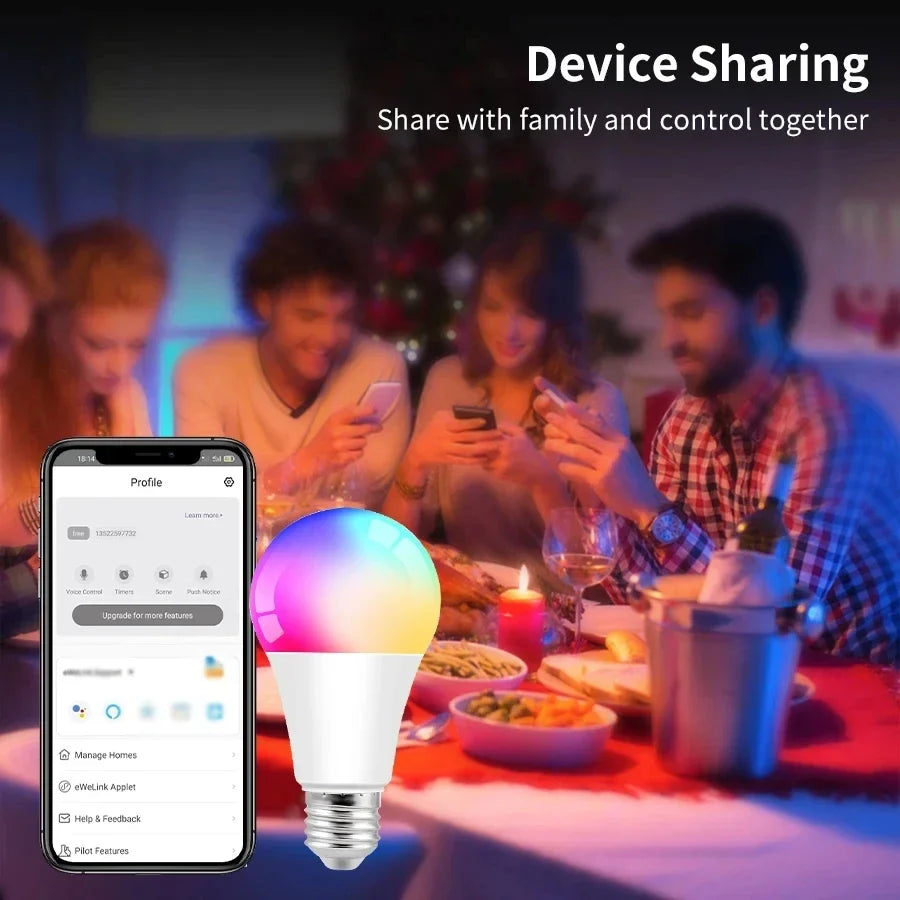 Tuya Smart E27 LED Bulb with RGB Colors and Remote Control - Smarsty
