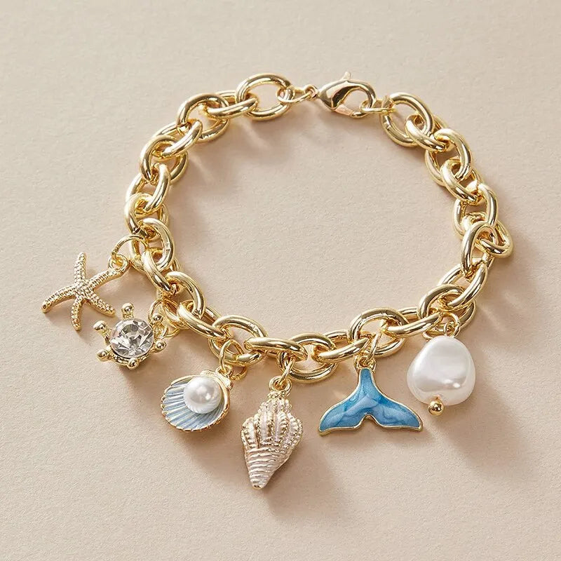 Starfish Shell Conch Bracelet for Women Summer Beach Jewelry - Smarsty