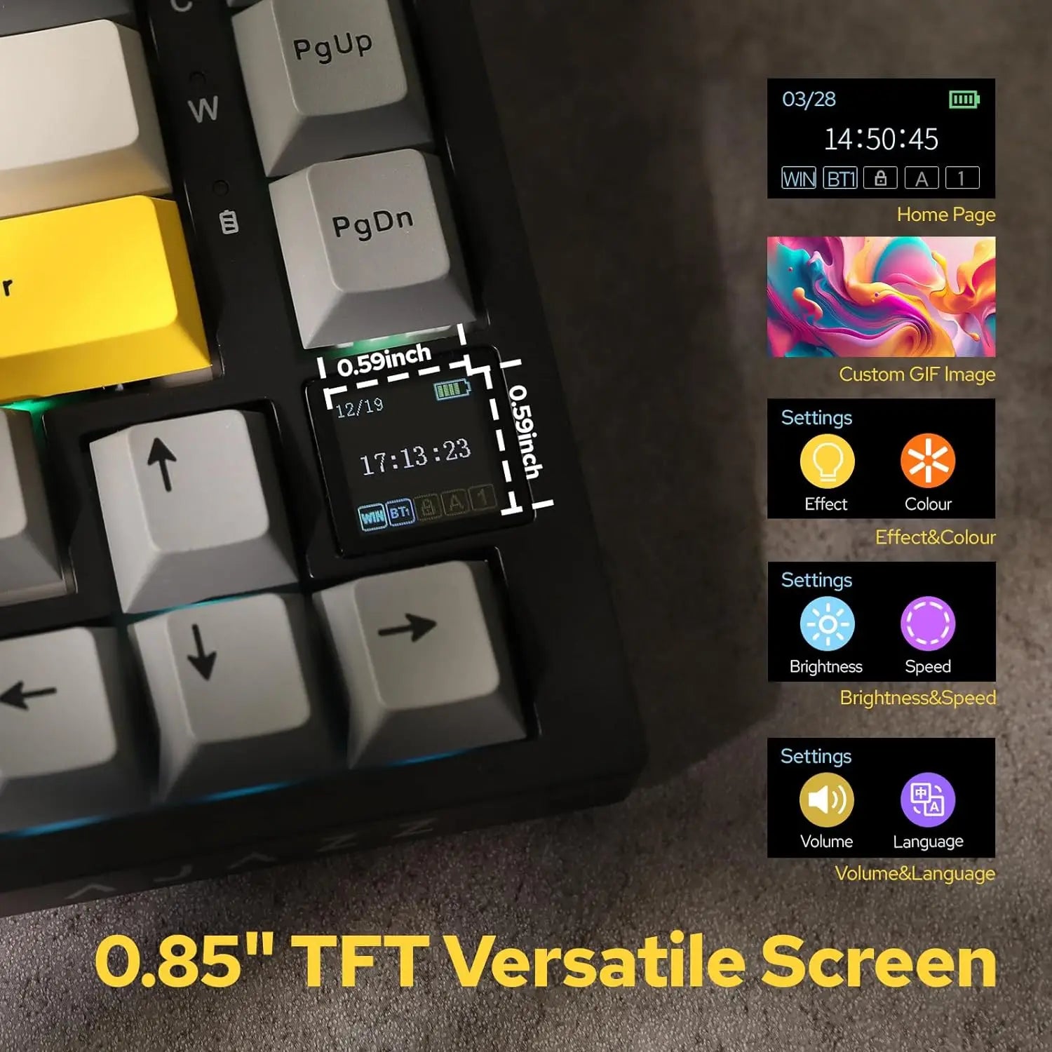 Mechanical Keyboard 82 Keys Wireless Bluetooth 5.1 Knob