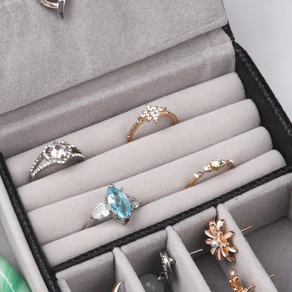 Portable Jewelry Organizer Case for Travel with Leather Storage - Smarsty