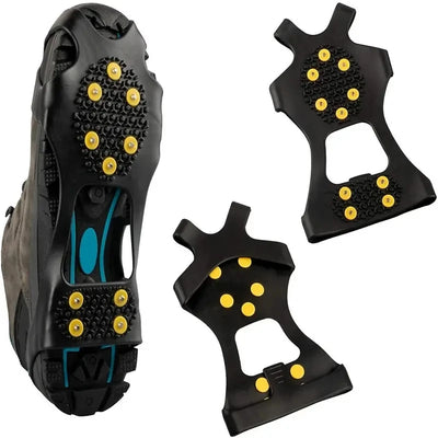2pcs 10 Steel Studs Crampons Snow Grips Cleats for Ice and Snow Anti-Slip Rubber Traction Cleats Hiking Walking Climbing Jogging - Smarsty
