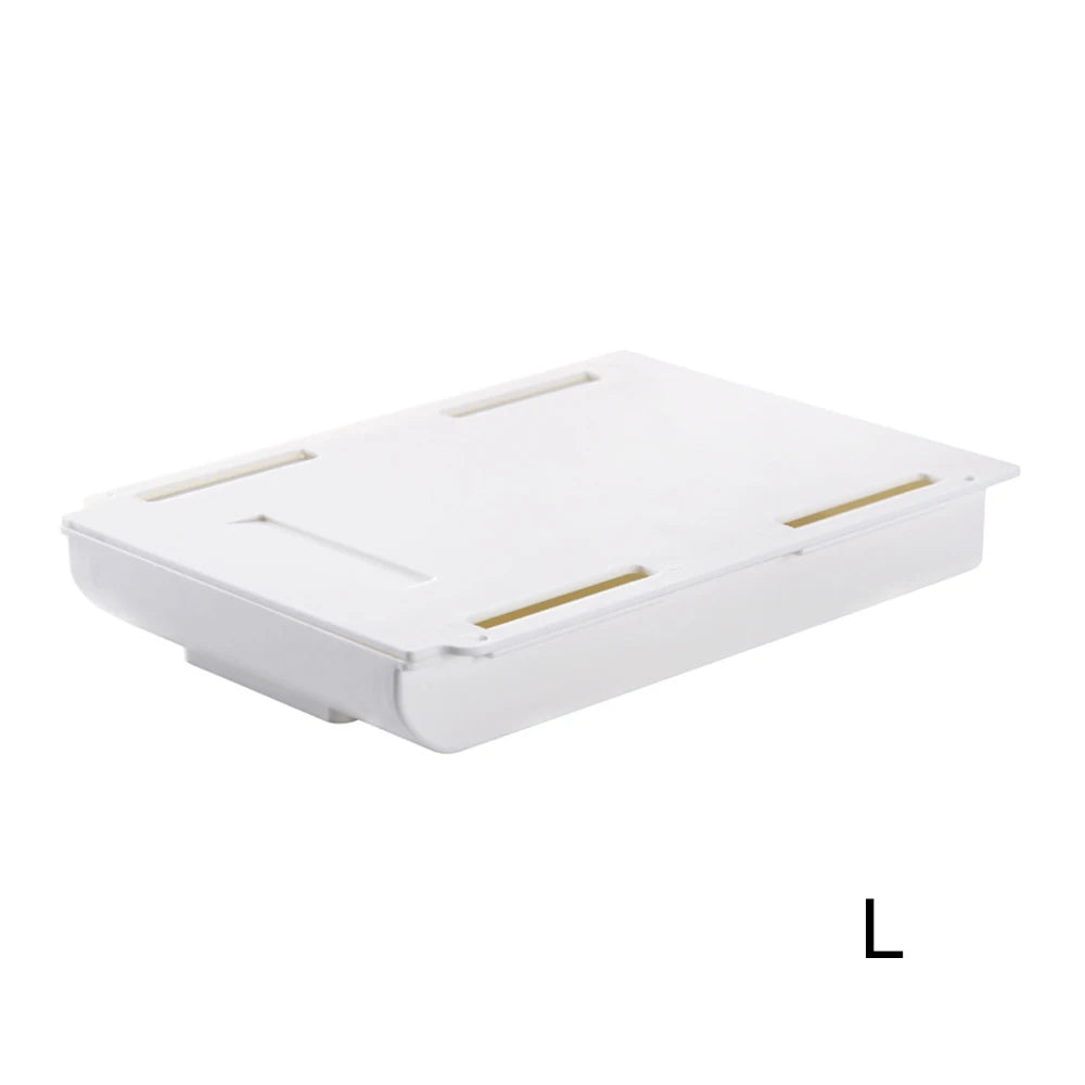 Storage Rack Self Stick Pencil Tray Desk Table Storage Drawer Organizer Box Under Desk Stand Self-Adhesive Under-Drawer Storage