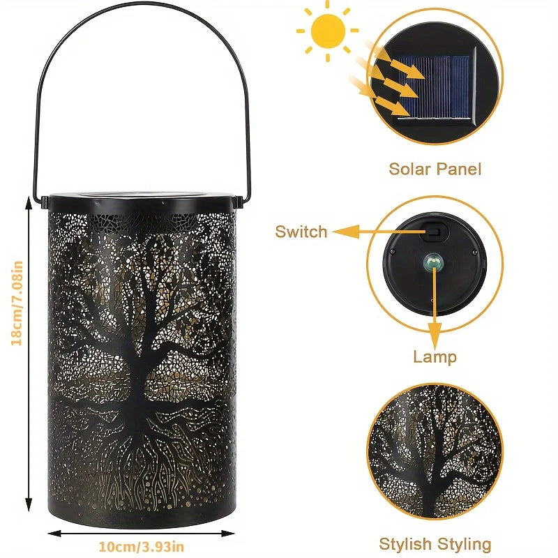 Hanging Solar Lantern Outdoor Waterproof Vintage LED Light - Smarsty