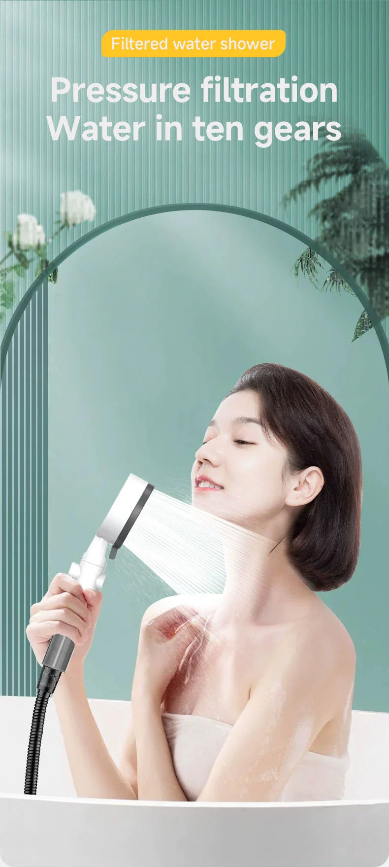 High Quality 8 Mode Shower Head Water Filter Adjustable High Pressure Shower Portable One-Key Stop Shower Bathroom Accessories - Smarsty