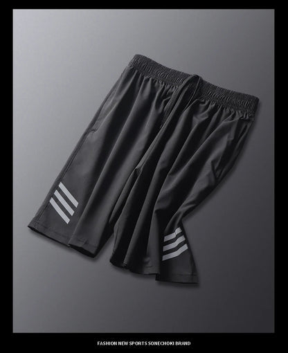 SONECHOKI Running Shorts Men Striped Printing Loose Basketball Sport Gym Breathable Shorts Fitness Training Workout Bottom Male - Smarsty