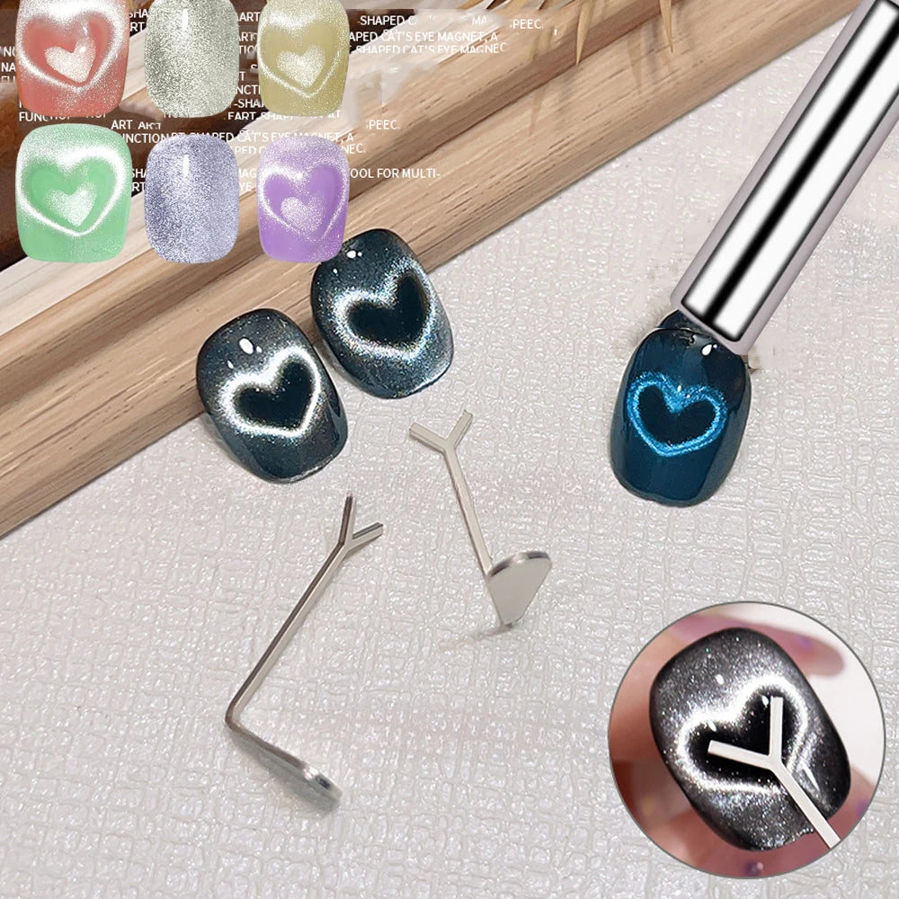 2Pcs Cat's Eye Nail Magnet for Heart-Shaped Effects - Smarsty