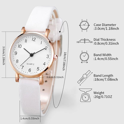 Fashion Women's Quartz Watch with Leather Band and Diamonds - Smarsty