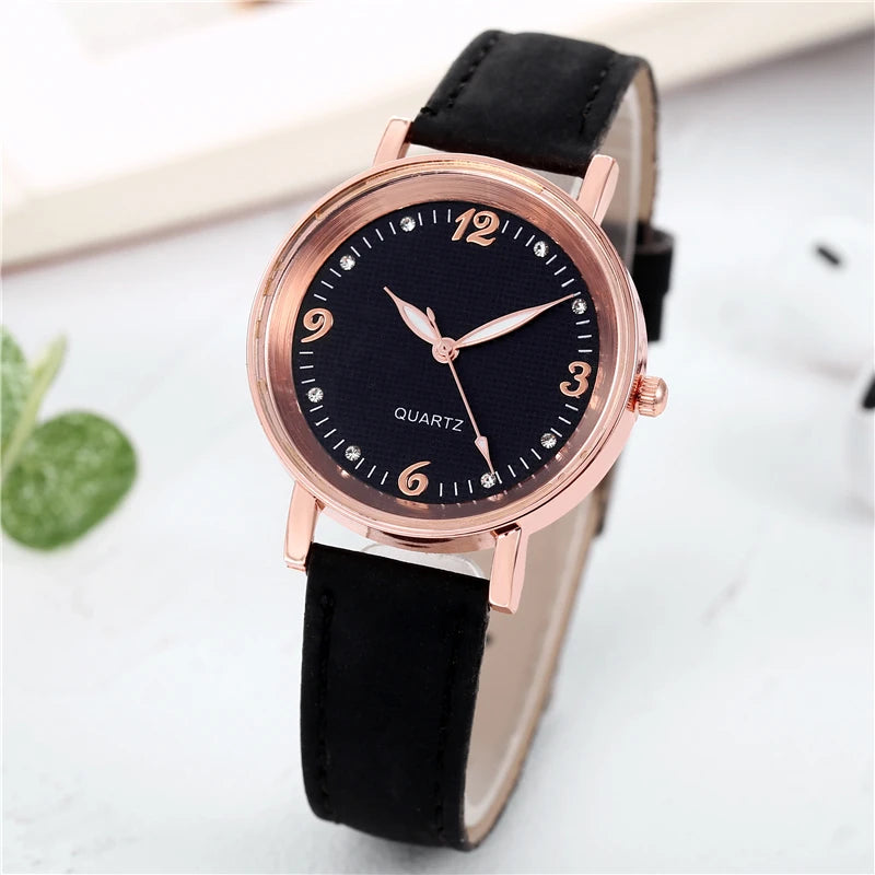 Fashion Arabic Dial Women's Quartz Watch with Leather Band - Smarsty