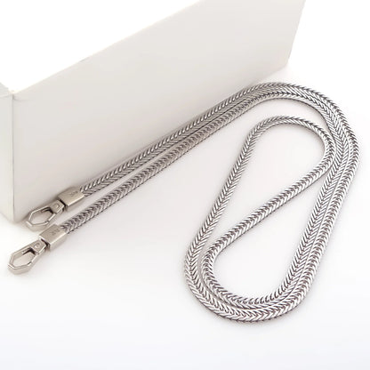 Snake Bag Chains Bag Chain Strap Replacement 7mm Wide Flat Chain Strap Metal Chains for Wallet Tote Bag Shoulder Crossbody Bag