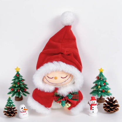 2025 NEW For 17cm Labubu Doll Christmas Clothes Christmas Red Deer Theme Set Labubu Accessories unique Christmas Gift