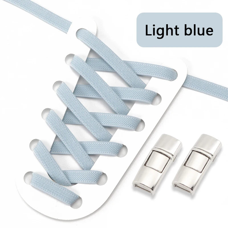 Elastic Laces Sneakers Press Lock Shoelaces Without Ties 8MM Wide Flats No Tie Shoe Laces Kids Adult Sports Running Shoelace NEW