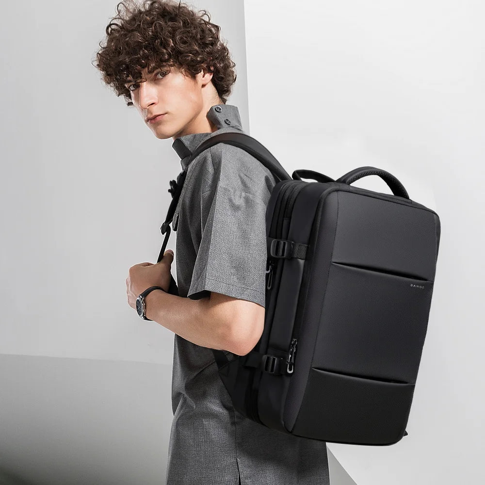 BANGE Expandable Men's Backpack Waterproof 17.3 in Laptop Backpack Man Large Capacity Hiking Travel Bag Male Backpacks for Men - Smarsty