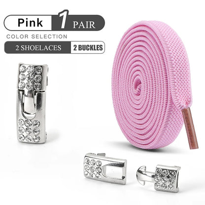 No Tie Shoe Laces Diamond Buckle Elastic Laces Shoelaces Sneaker Kids Adult Shoelace Suitable For Sports Casual Shoes Boots - Smarsty