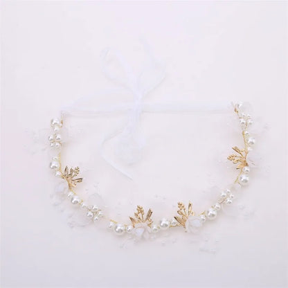 Bohemian Pearl Flower Headband For Girls Wedding Bridal - Smarsty