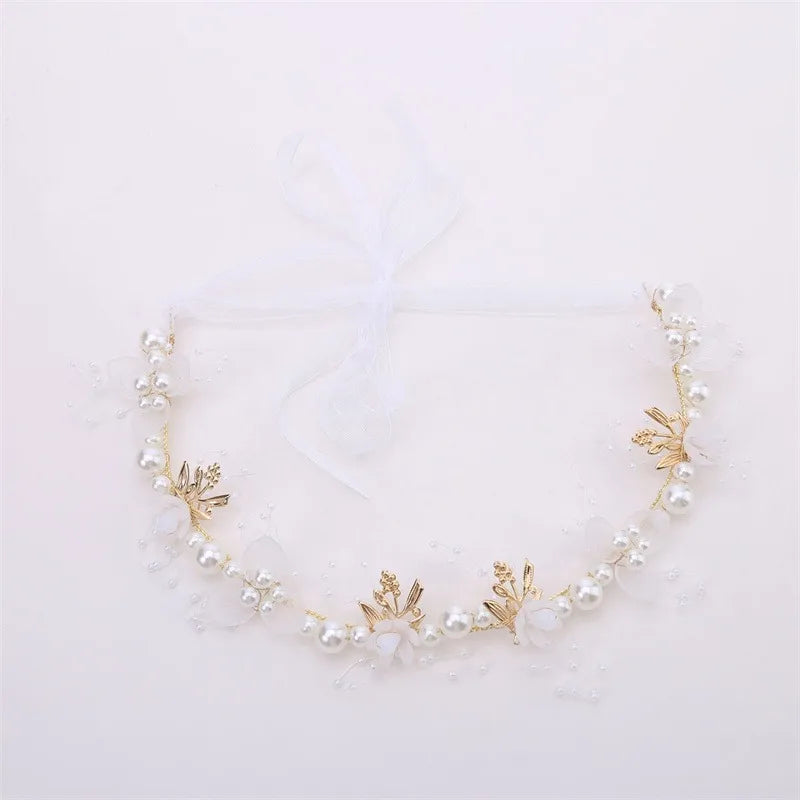 Bohemian Pearl Flower Headband For Girls Wedding Bridal - Smarsty
