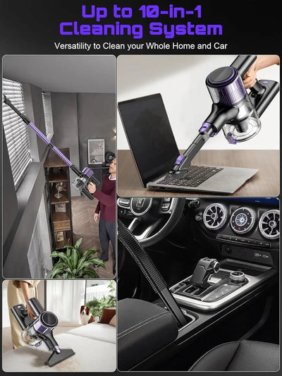 Cordless Vacuum Cleaner, 55Kpa/500W/45min 10 in 1 Powerful Stick Lightweight Vacuum Cleaner for Home Pet Hair/Hard Floor/Carpet - Smarsty