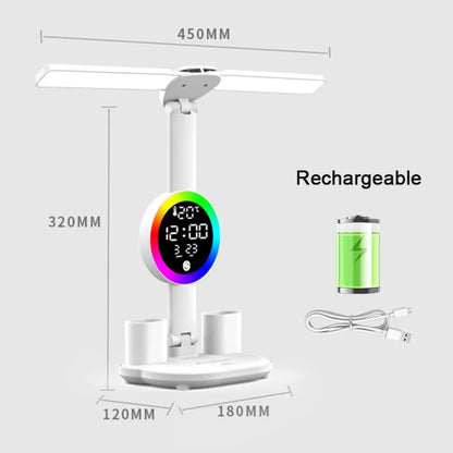 Rechargeable LED Table Lamp with Fan and Clock - Smarsty
