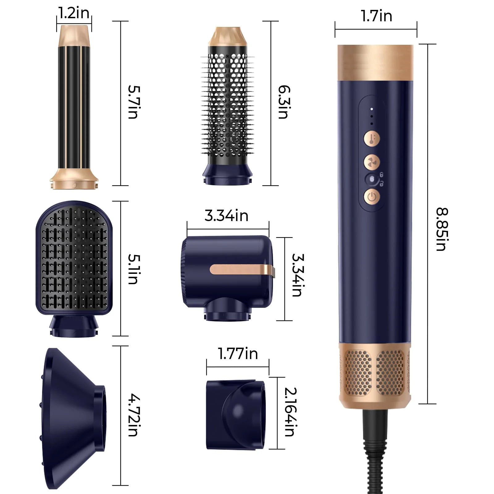 High Speed 7 In 1 Hair Dryer Brush with Diffuser - Smarsty