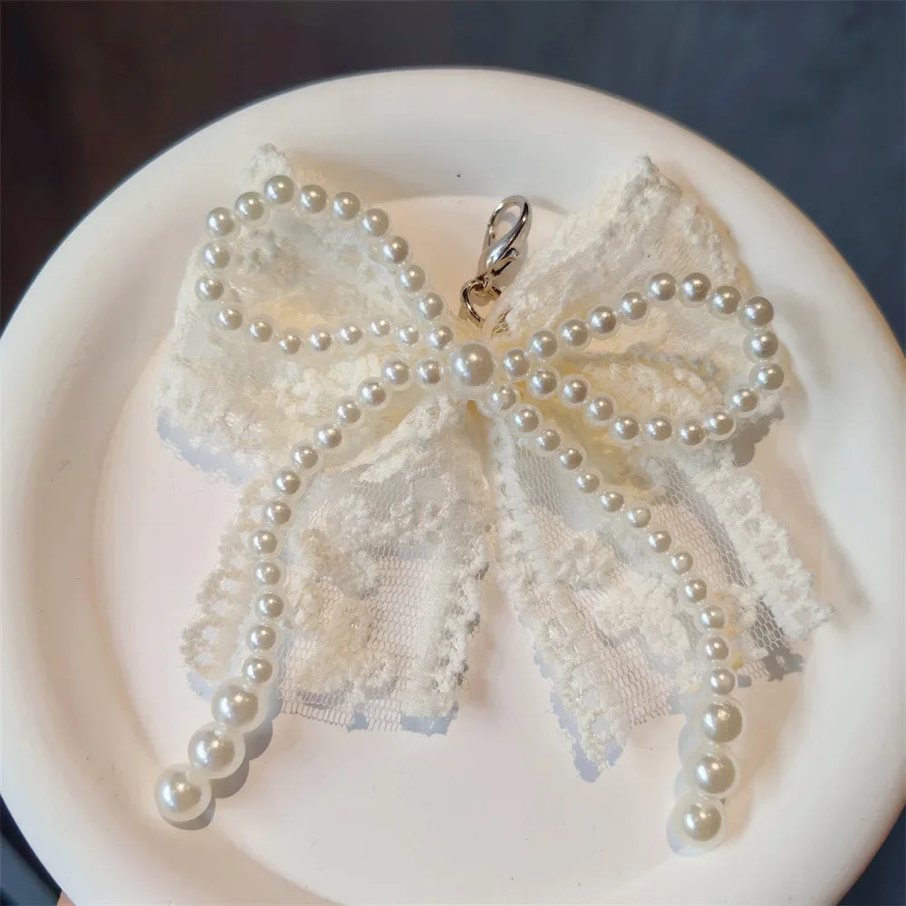 Fashion Lace Pearl Bow Shoe Laces Shoe Flower Buckle Premium Decorative Shoe Charm Accessories Charms for Sneakers Decorative