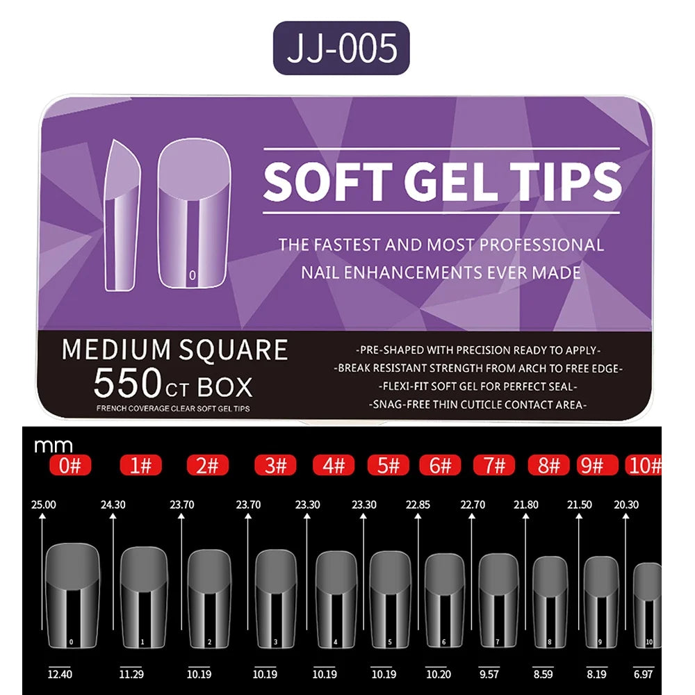 550pcs Matte Almond Coffin Nail Tips for DIY Manicure - Smarsty