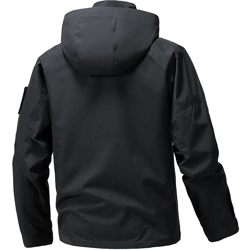 Waterproof Jacket Men Outdoor Softshell Zip Up Hooded Jacket Windbreaker Hiking Camping Coats Lightweight Spring Autumn Coats