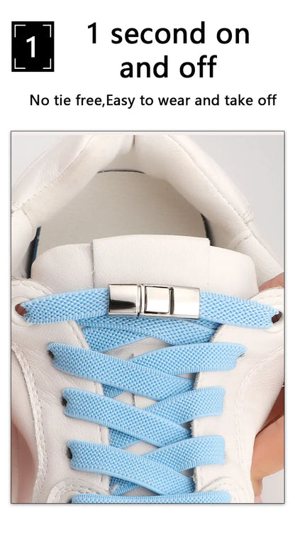 Elastic Laces Sneakers Press Lock Shoelaces Without Ties 8MM Wide Flats No Tie Shoe Laces Kids Adult Sports Running Shoelace NEW