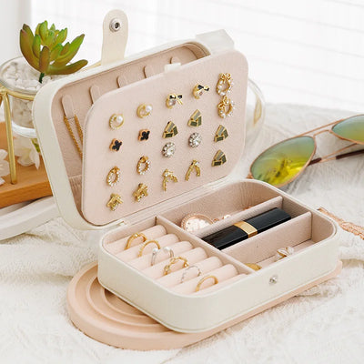 Portable Leather Jewelry Storage Box Travel Organizer - Smarsty
